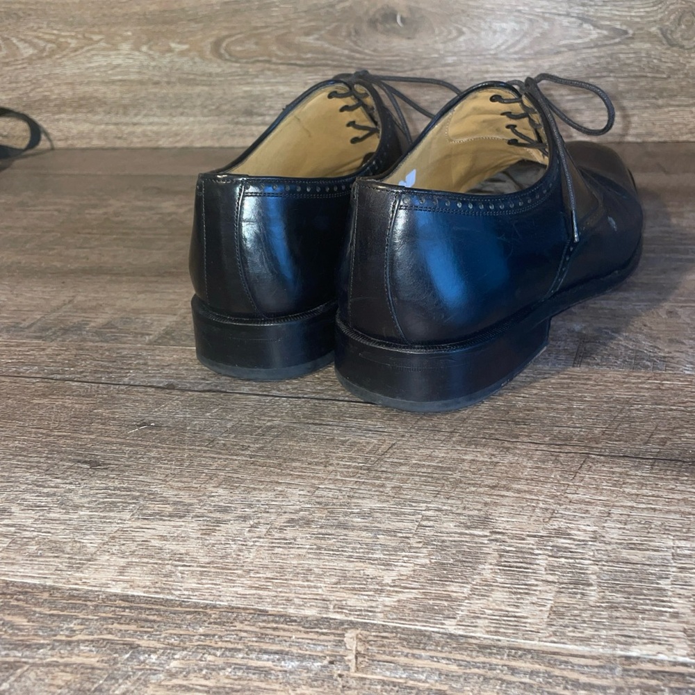 MEZLAN Leather NICOLA Oxfords Dress Shoes Deer Skin Captoe Sz. 9.5 W Black Spain - Picture 3 of 15